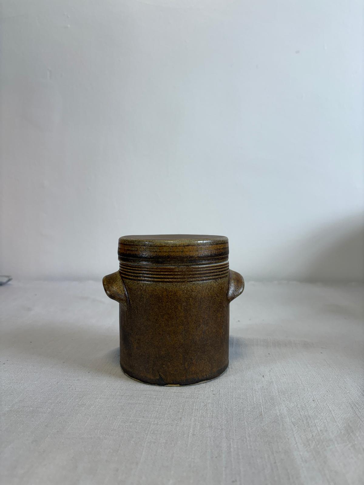 Vintage French Confit Pot Lidded Stoneware Jar - Collector & Curator