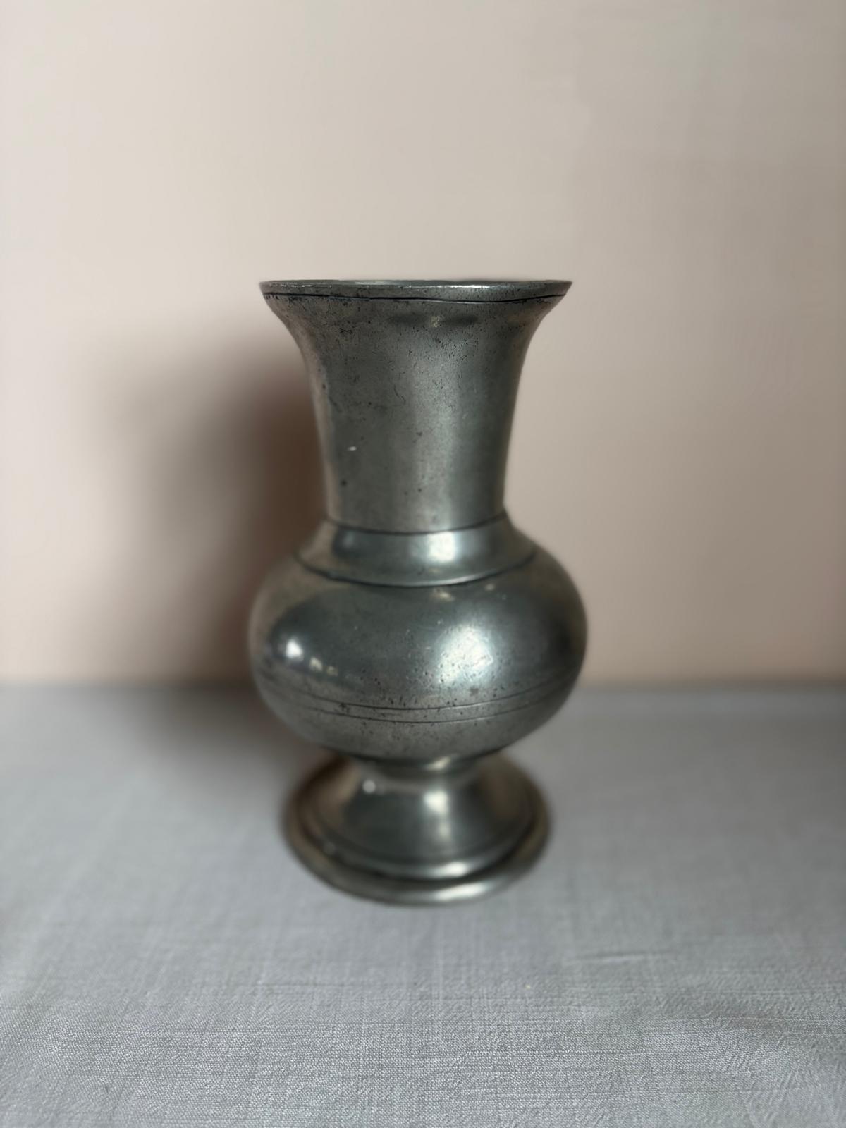 Vintage French Pewter Baluster Vase - Collector & Curator