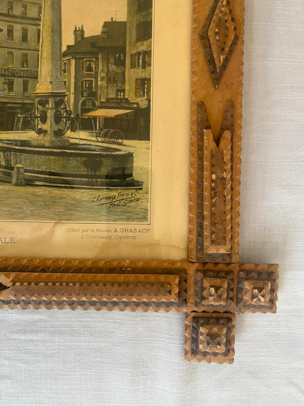 Antique Tramp Art Frame Hand Carved Wood - Collector & Curator