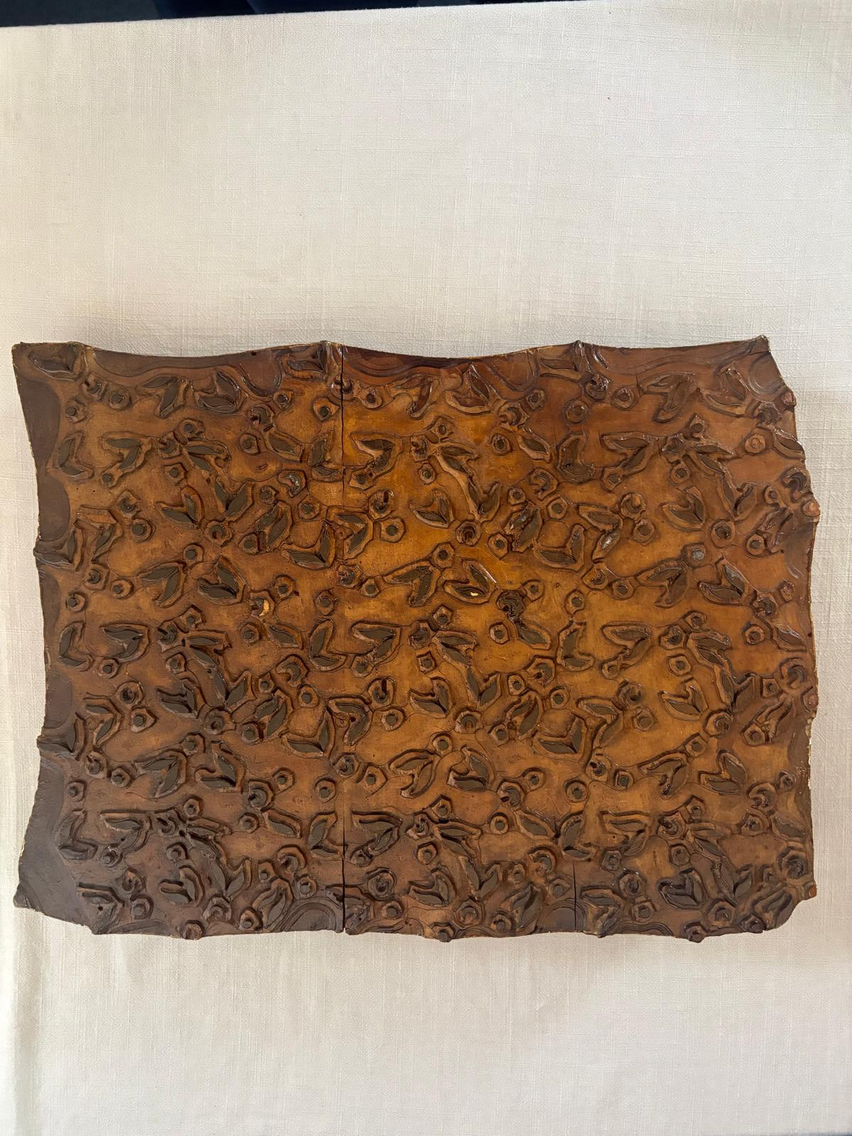 Antique French Carved Wood Textile Printing Block - Collector & Curator