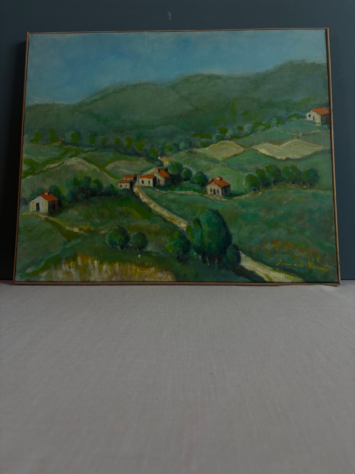 Vintage French Landscape Painting on Canvas, Carved Wood Book Box; Wall Ornament - Collector & Curator