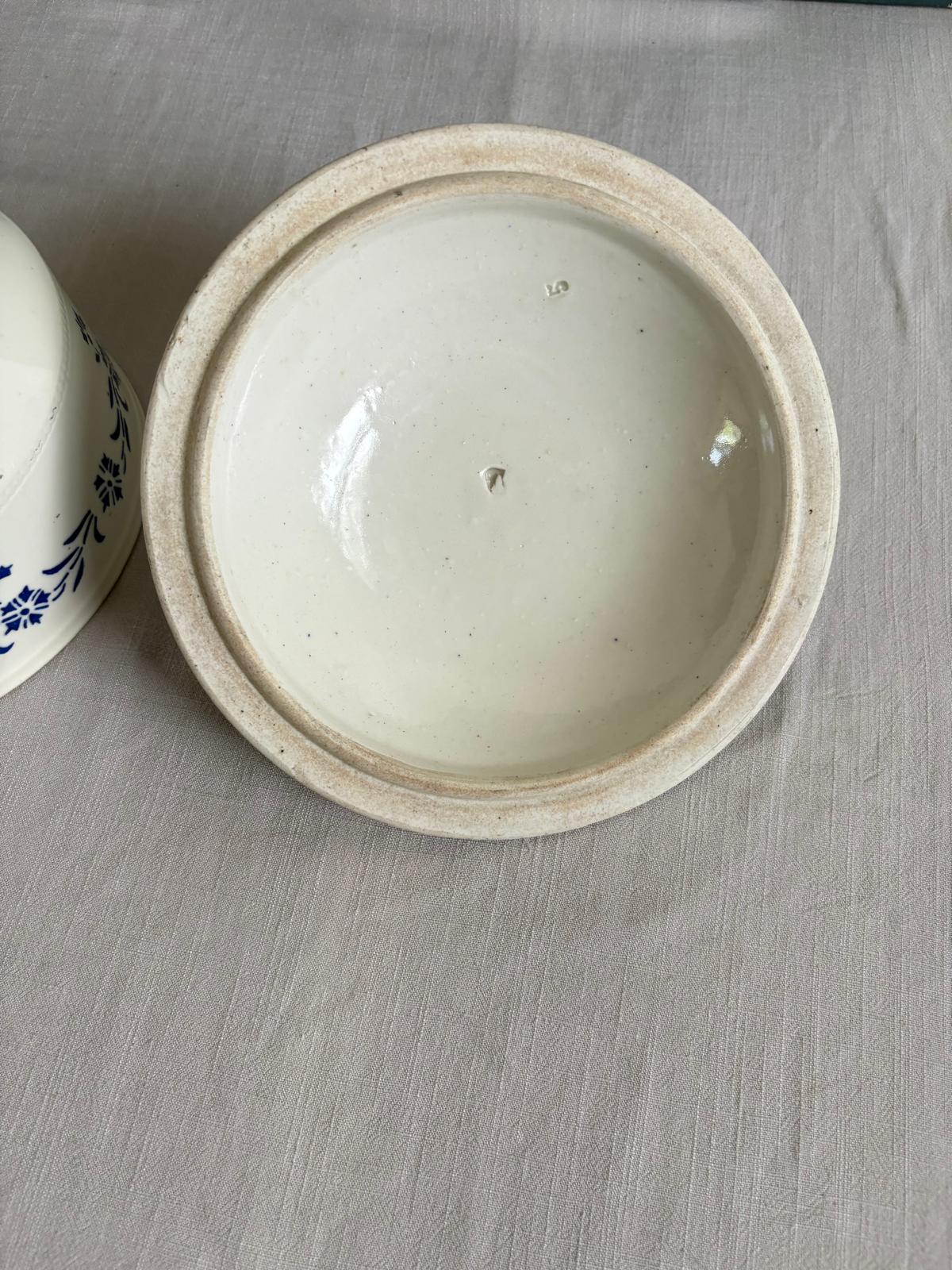 Antique St Uze Covered Tureen Blue Floral Soupiere - Collector & Curator