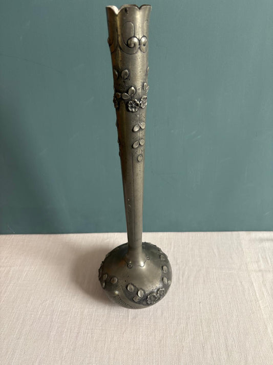 French Art Nouveau Style Pewter  Vase Signed T. Cortes Etains d’Art - Collector & Curator