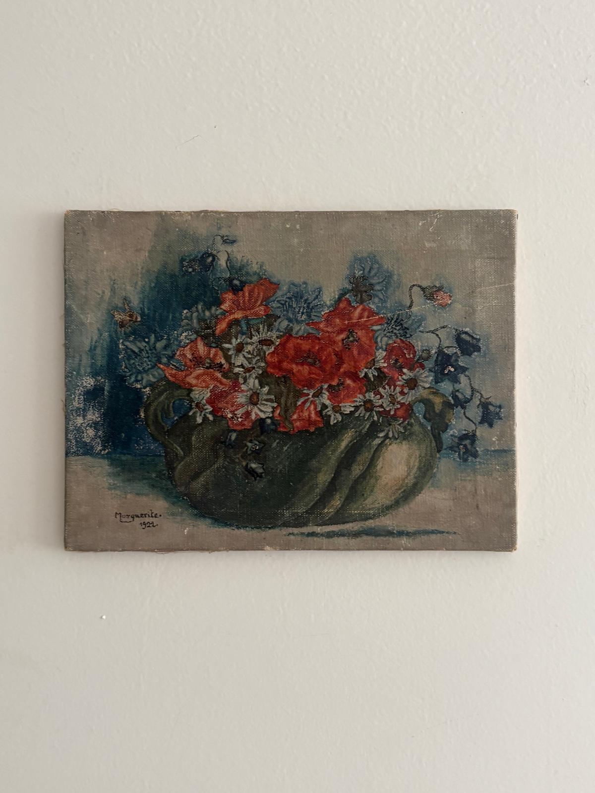 Antique Floral Still Life Oil on Canvas, Signed and Dated 1922 - Collector & Curator
