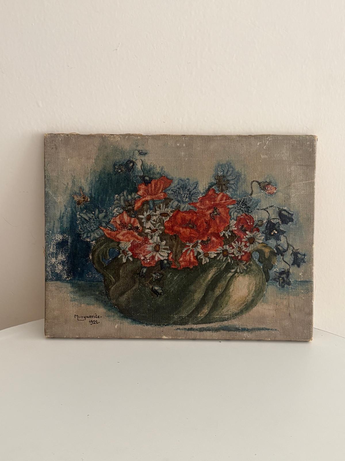 Antique Floral Still Life Oil on Canvas, Signed and Dated 1922 - Collector & Curator