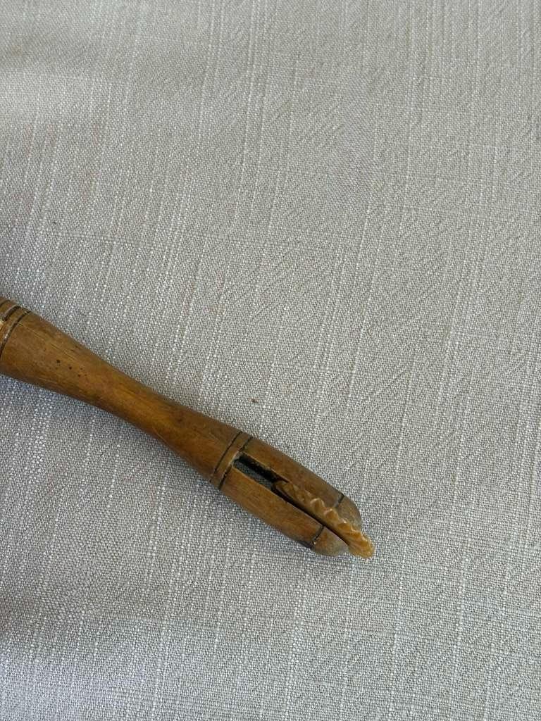 Antique French Wooden Pastry Crimper; French Paintbrush with Copper Ferrule "F" - Collector & Curator