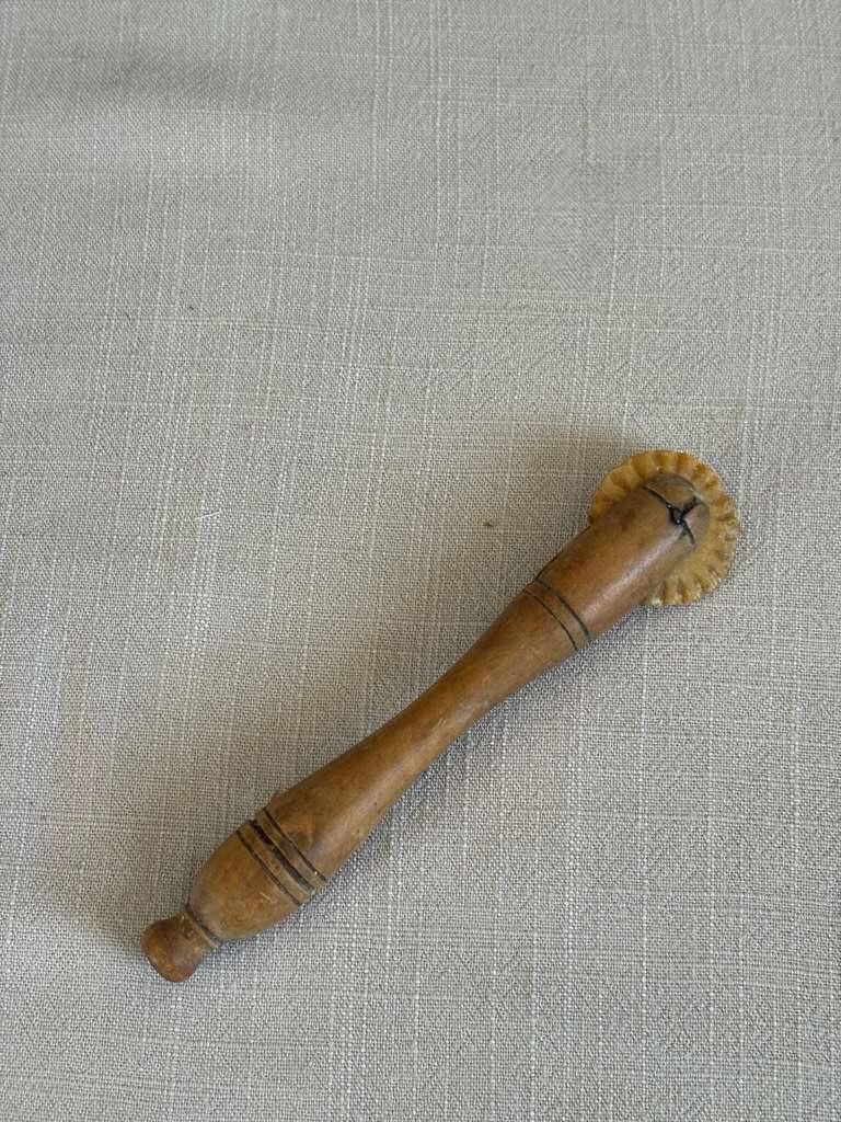 Antique French Wooden Pastry Crimper; French Paintbrush with Copper Ferrule "F" - Collector & Curator