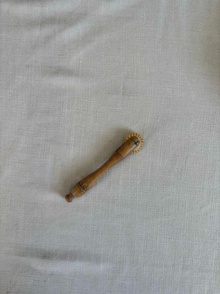 Antique French Wooden Pastry Crimper; French Paintbrush with Copper Ferrule "F" - Collector & Curator