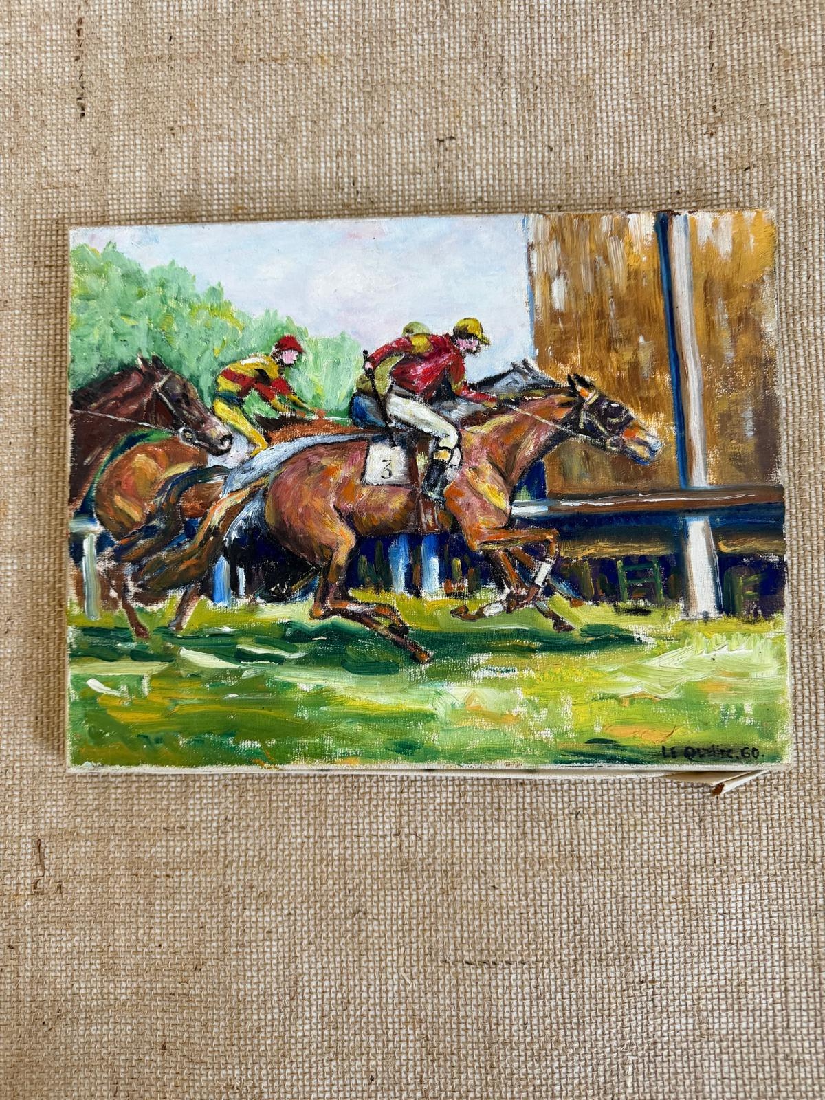Course Hippique: Original French Oil on Canvas - Collector & Curator