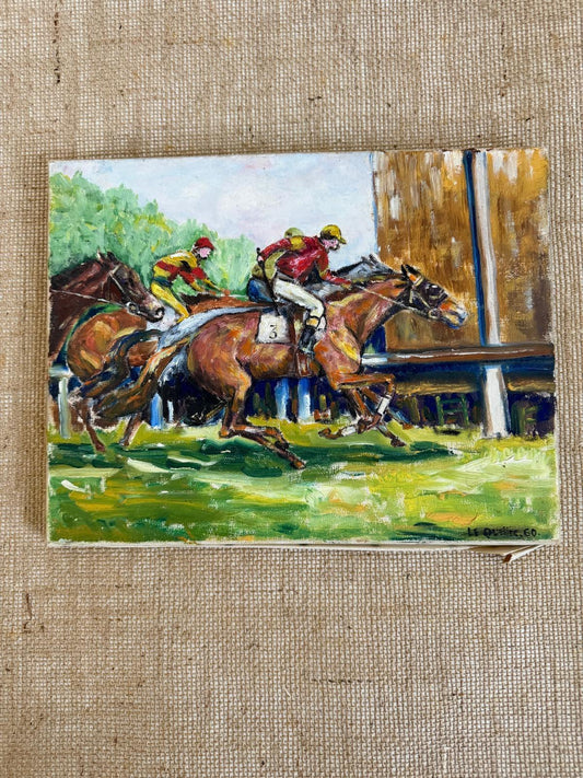 Course Hippique: Original French Oil on Canvas - Collector & Curator