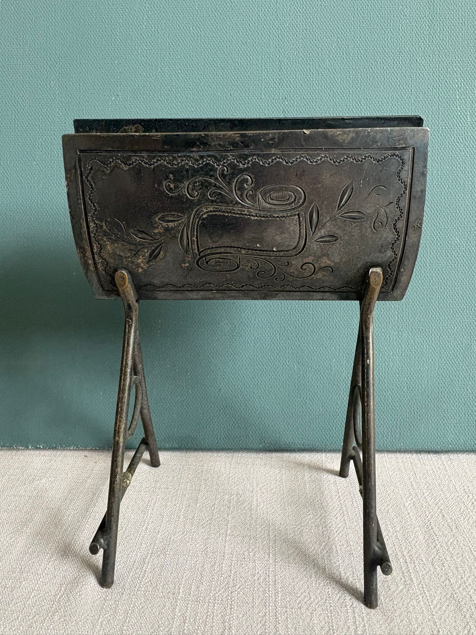 Antique Aesthetic Movement Engraved Metal Letter Holder - Collector & Curator