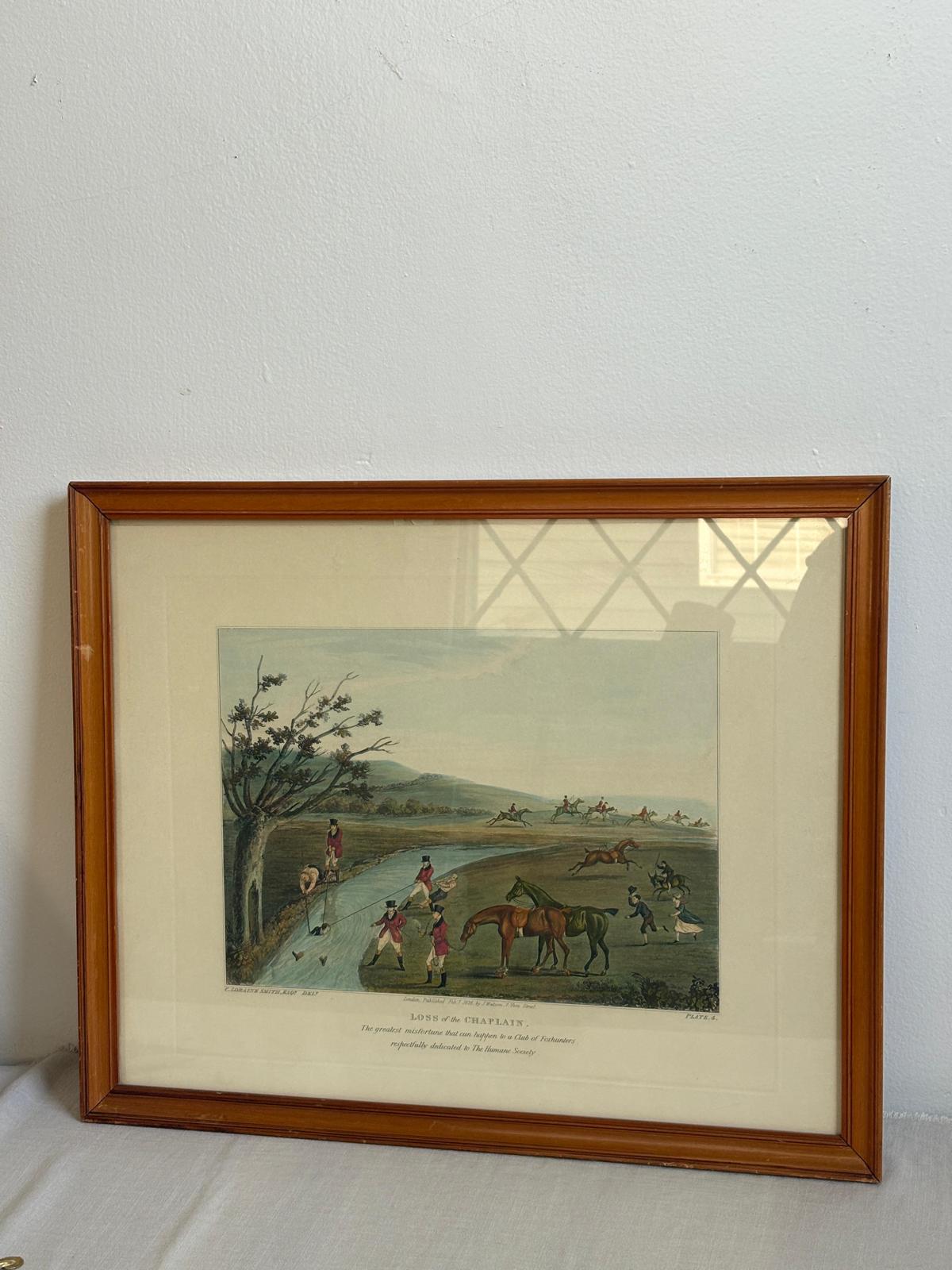 Antique Hand Colored Aquatint  Restrike "Loss of the Chaplain" - Collector & Curator