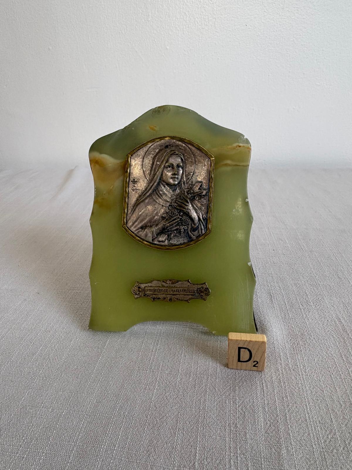 French Sainte Thérèse Onyx Devotional Plaque - Collector & Curator