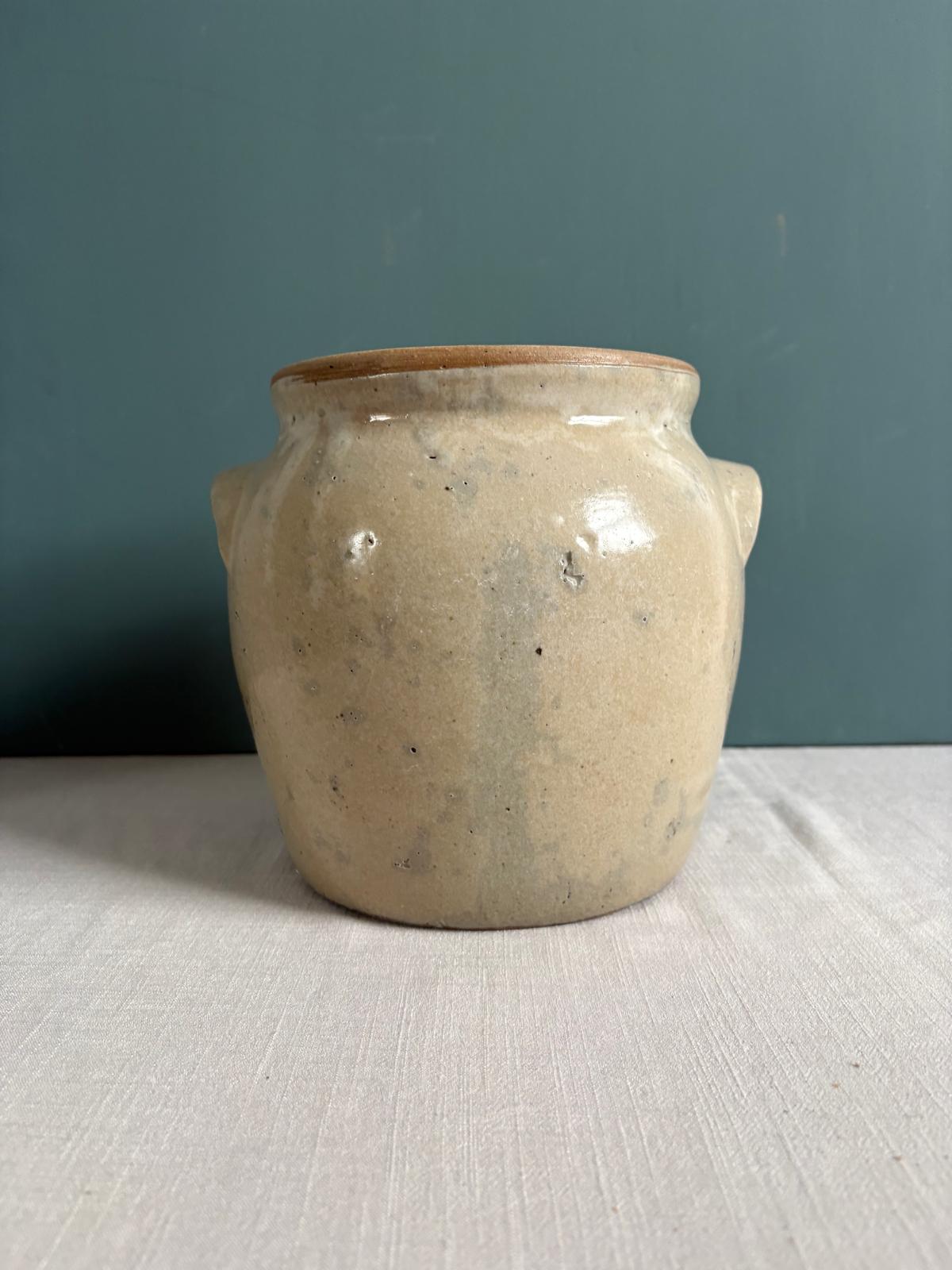 Vintage French Glazed Stoneware Confit Pot - Collector & Curator