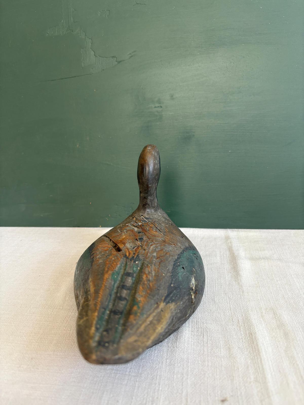 Wooden French Antique Decoy Duck; Champs et toits rouges - Collector & Curator