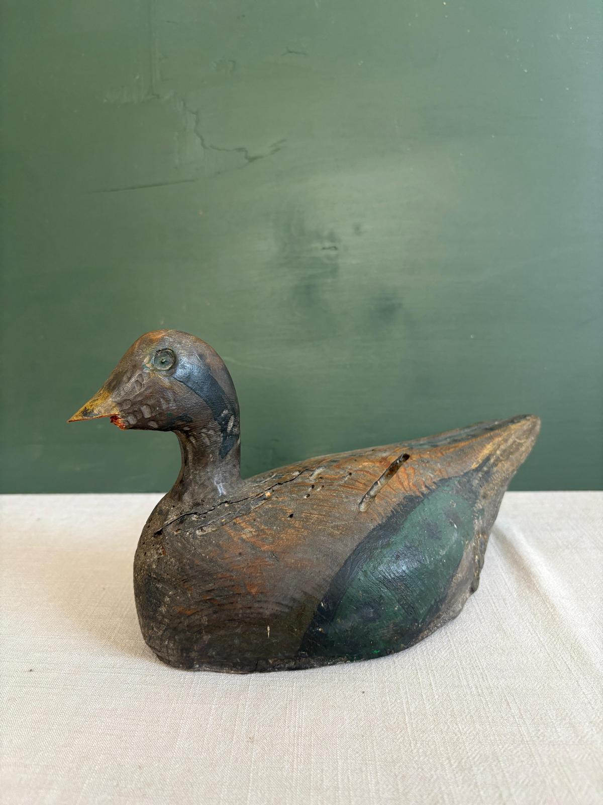 Wooden French Antique Decoy Duck; Champs et toits rouges - Collector & Curator