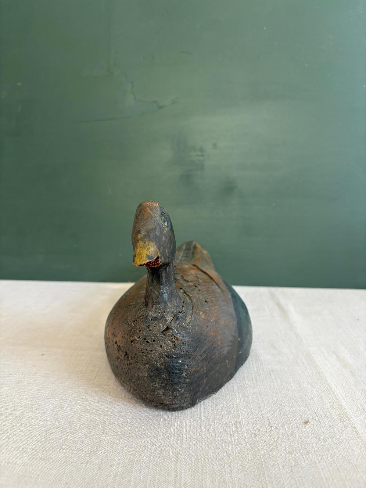 Wooden French Antique Decoy Duck; Champs et toits rouges - Collector & Curator