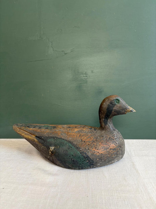 Wooden French Antique Decoy Duck; Champs et toits rouges - Collector & Curator