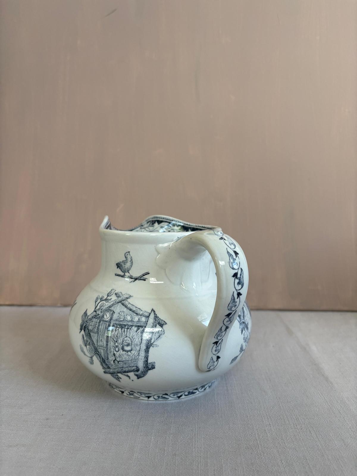 Antique French Cottage Transferware Creamer Pitcher - Collector & Curator