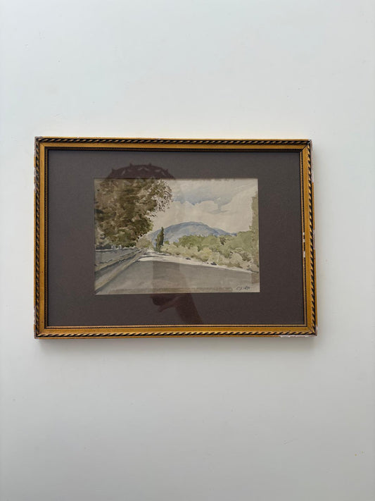 Framed Antique European Watercolor Landscape Dated 1891 - Collector & Curator