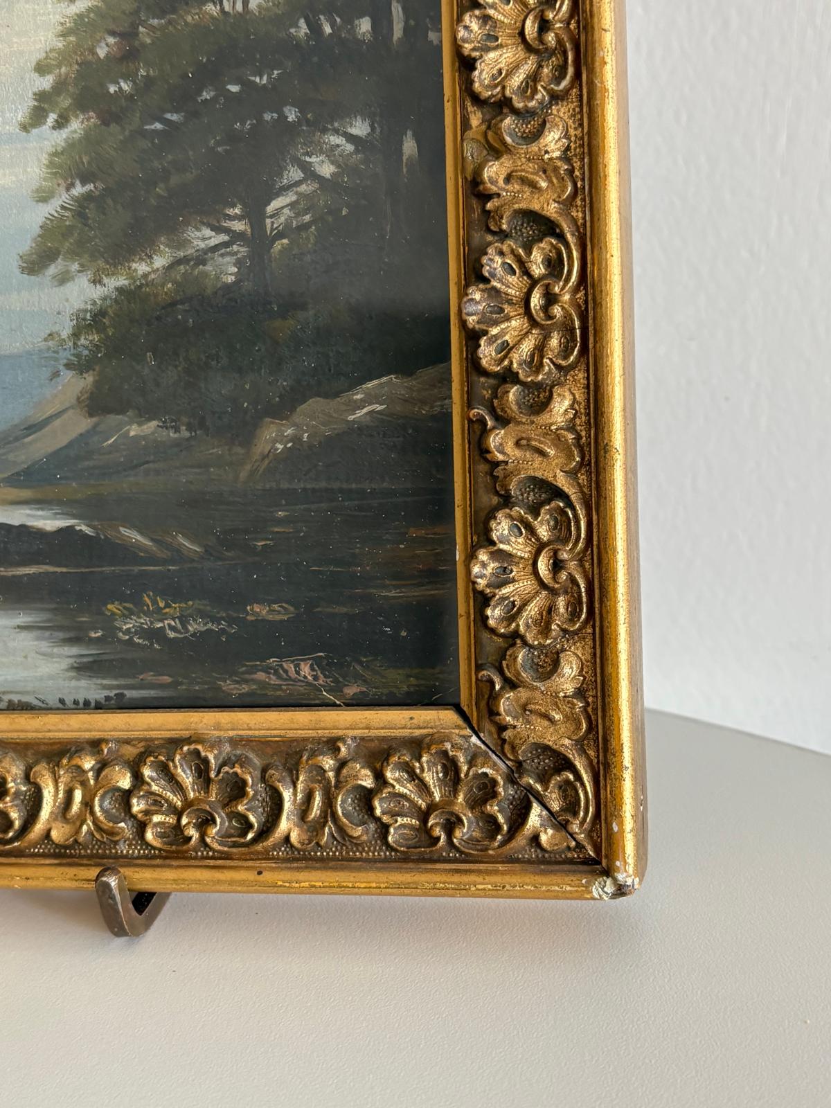 Antique Seascape Oil Painting on Paper in Ornate Gilt Frame - Collector & Curator