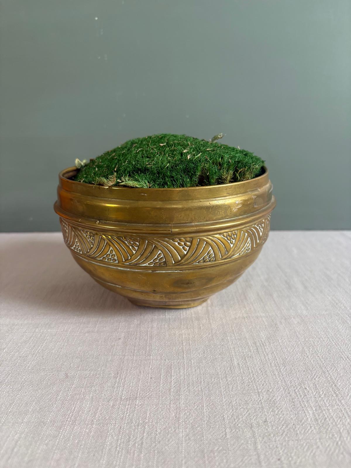 Vintage Embossed Brass Bowl - Collector & Curator