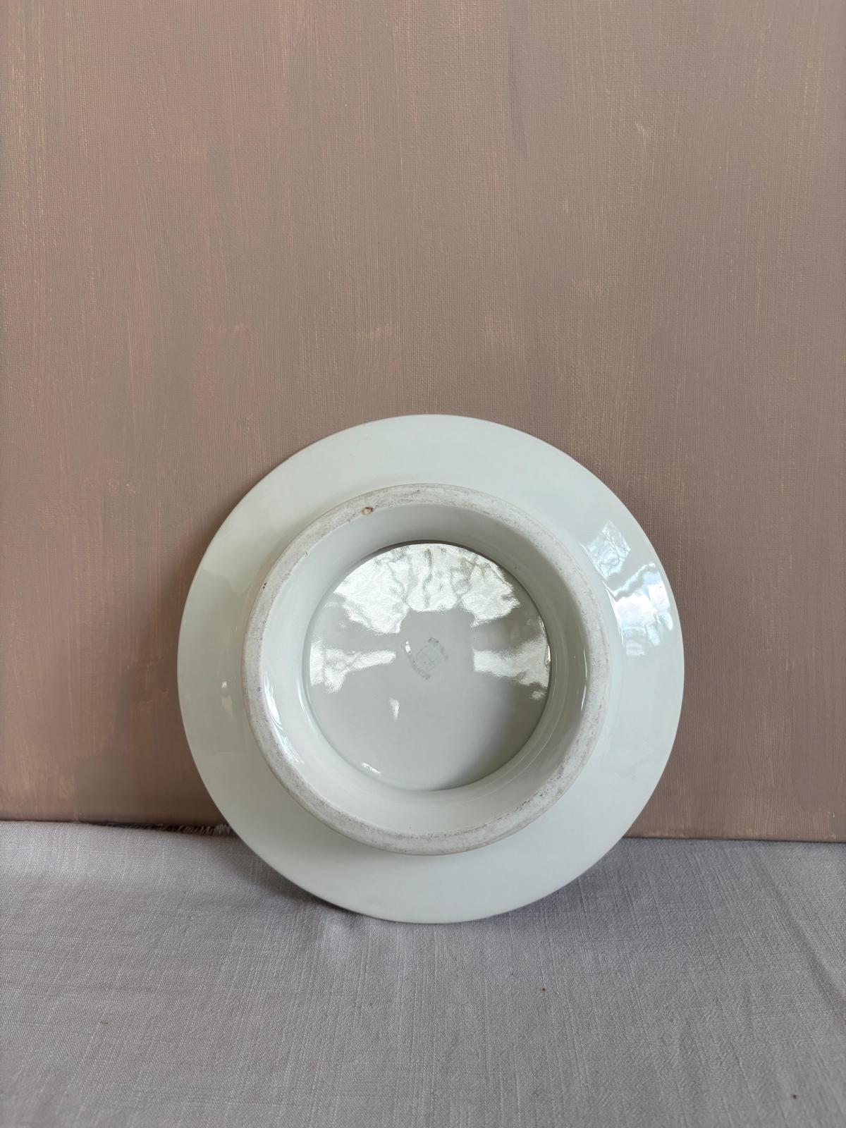 Vintage Mehun Hotel Beau Rivage French Porcelain Footed Plate - Collector & Curator
