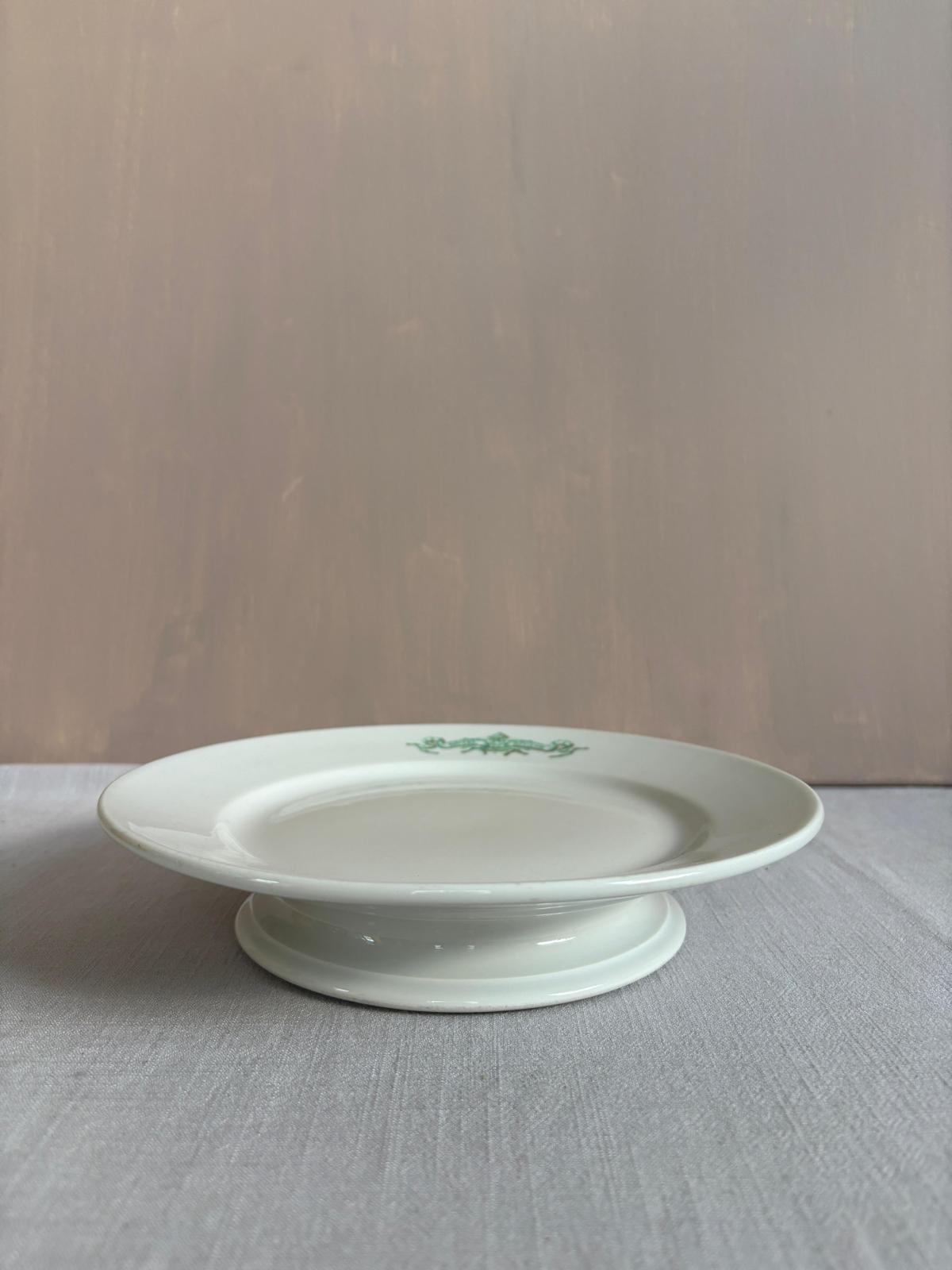 Vintage Mehun Hotel Beau Rivage French Porcelain Footed Plate - Collector & Curator