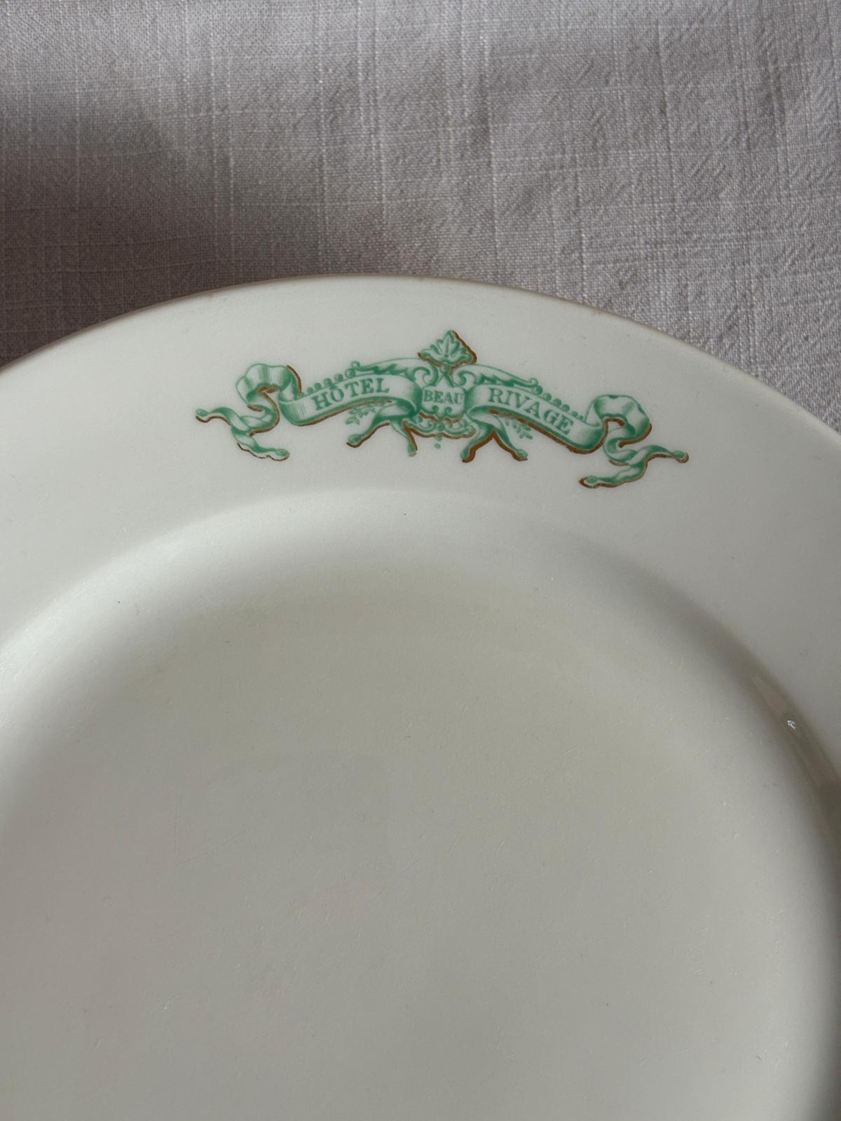 Vintage Mehun Hotel Beau Rivage French Porcelain Footed Plate - Collector & Curator