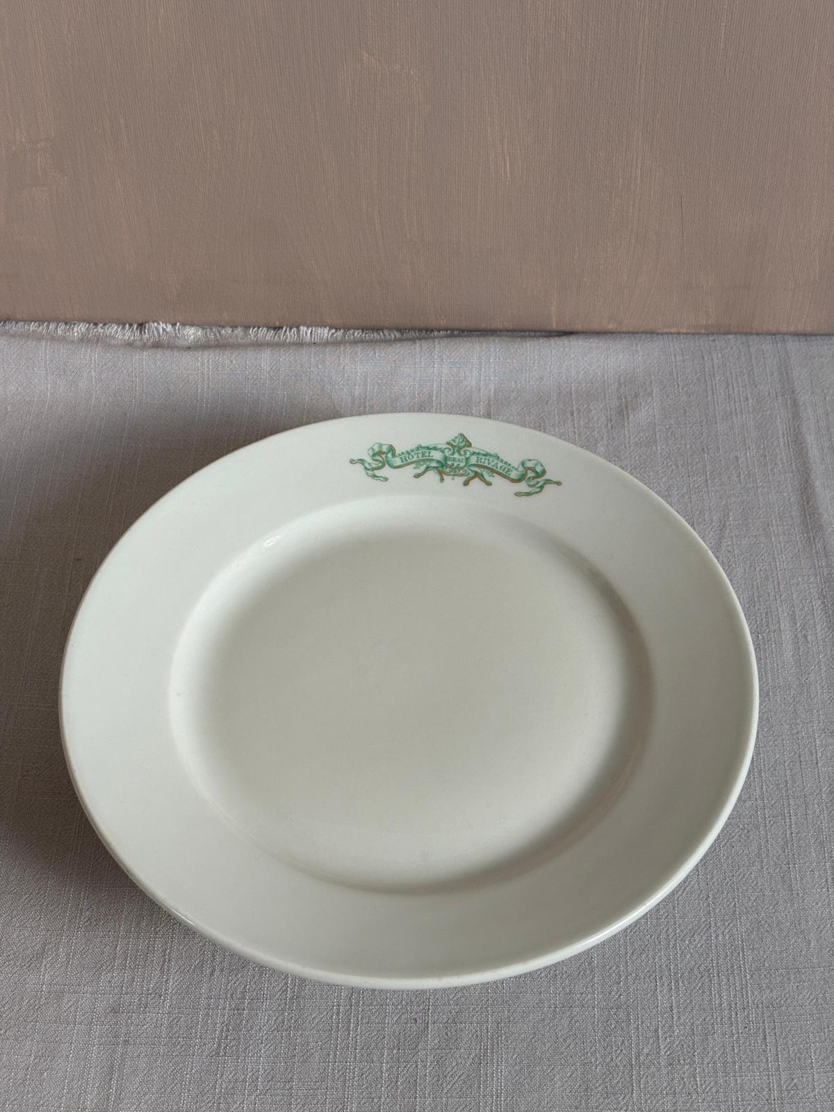 Vintage Mehun Hotel Beau Rivage French Porcelain Footed Plate - Collector & Curator