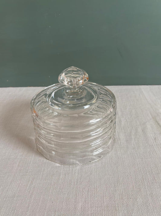 Vintage Faceted Glass Lidded Cloche