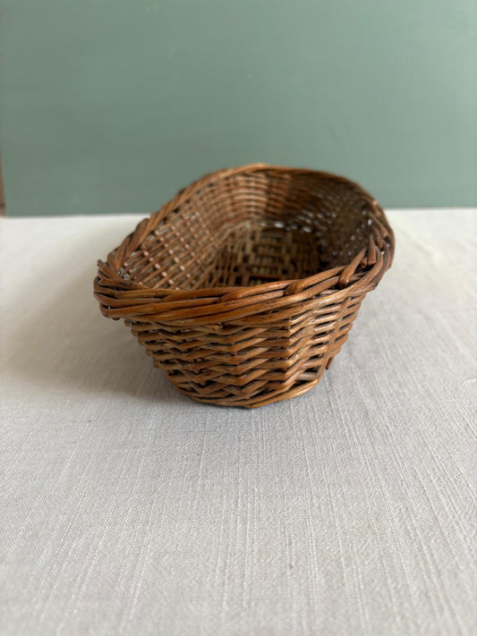 Vintage French Oval Wicker Bread Basket;Antique Victorian walnut corner shelf; Vintage Woven Wall Baskets - Collector & Curator
