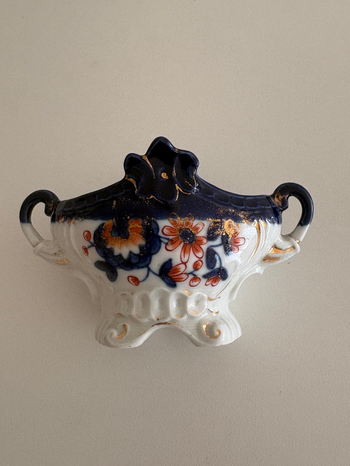 Antique Imari Style Porcelain Bowl with Handles