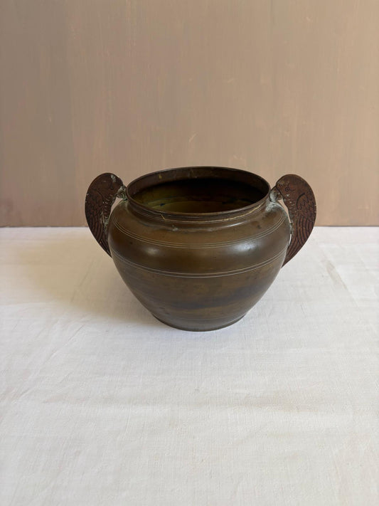 Vintage Brass Cachepot with Figural Bird Handles - Collector & Curator