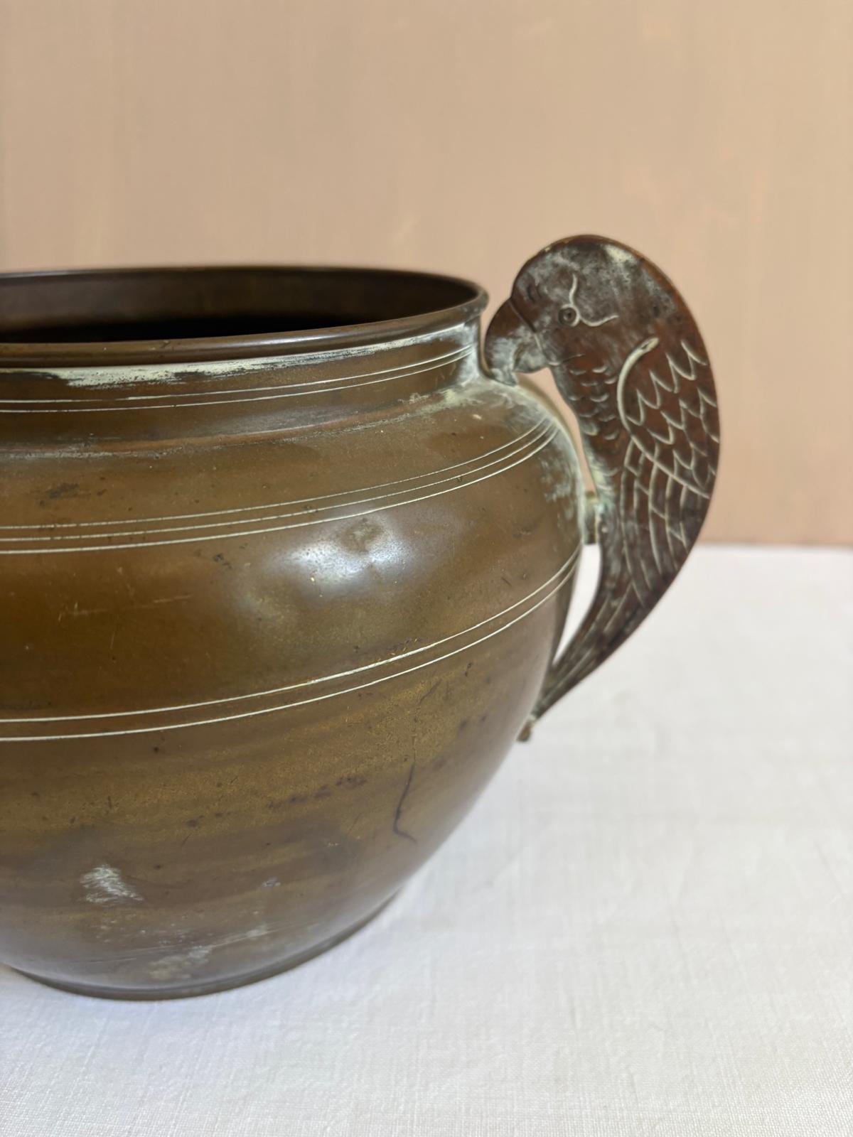 Vintage Brass Cachepot with Figural Bird Handles - Collector & Curator
