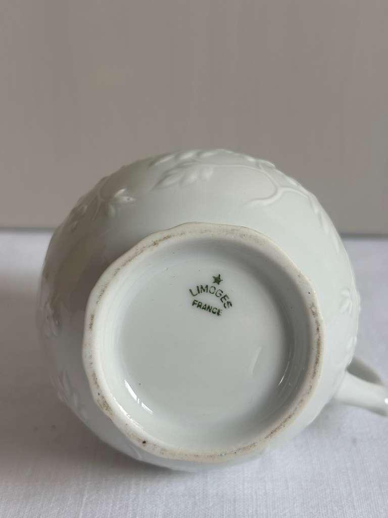 Vintage Limoges France White Porcelain Floral Cream Pitcher