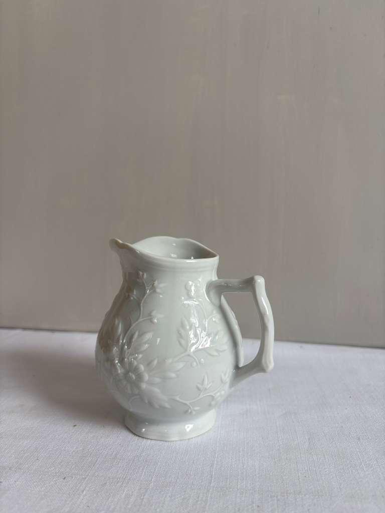 Vintage Limoges France White Porcelain Floral Cream Pitcher