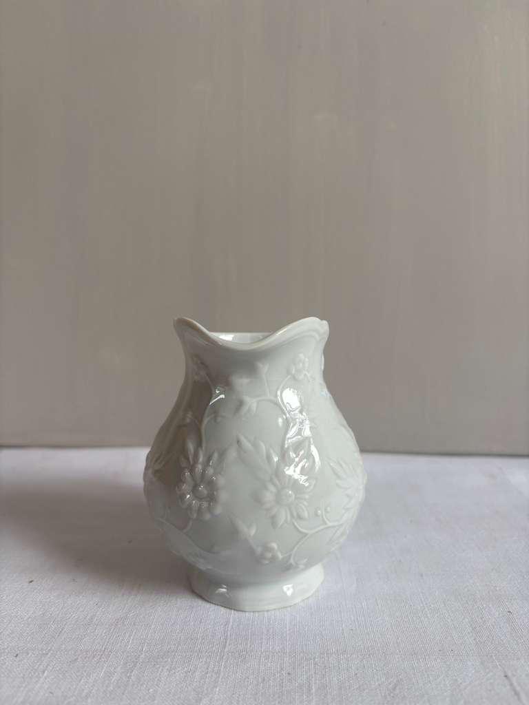 Vintage Limoges France White Porcelain Floral Cream Pitcher