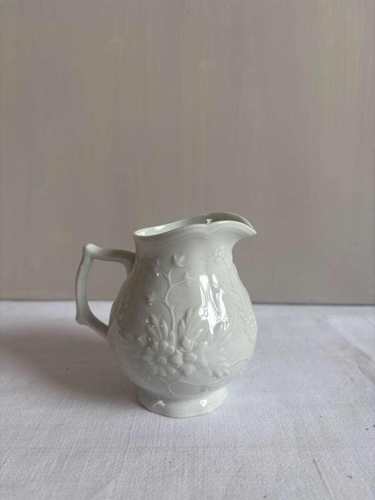 Vintage Limoges France White Porcelain Floral Cream Pitcher - Collector & Curator