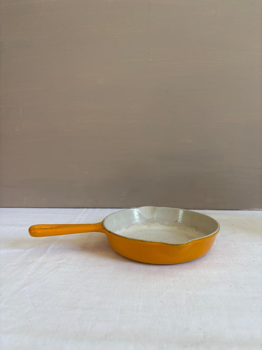Vintage Le Creuset No. 16 Cast Iron Skillet,  Orange Flame Enamel Pan, Made in France - Collector & Curator
