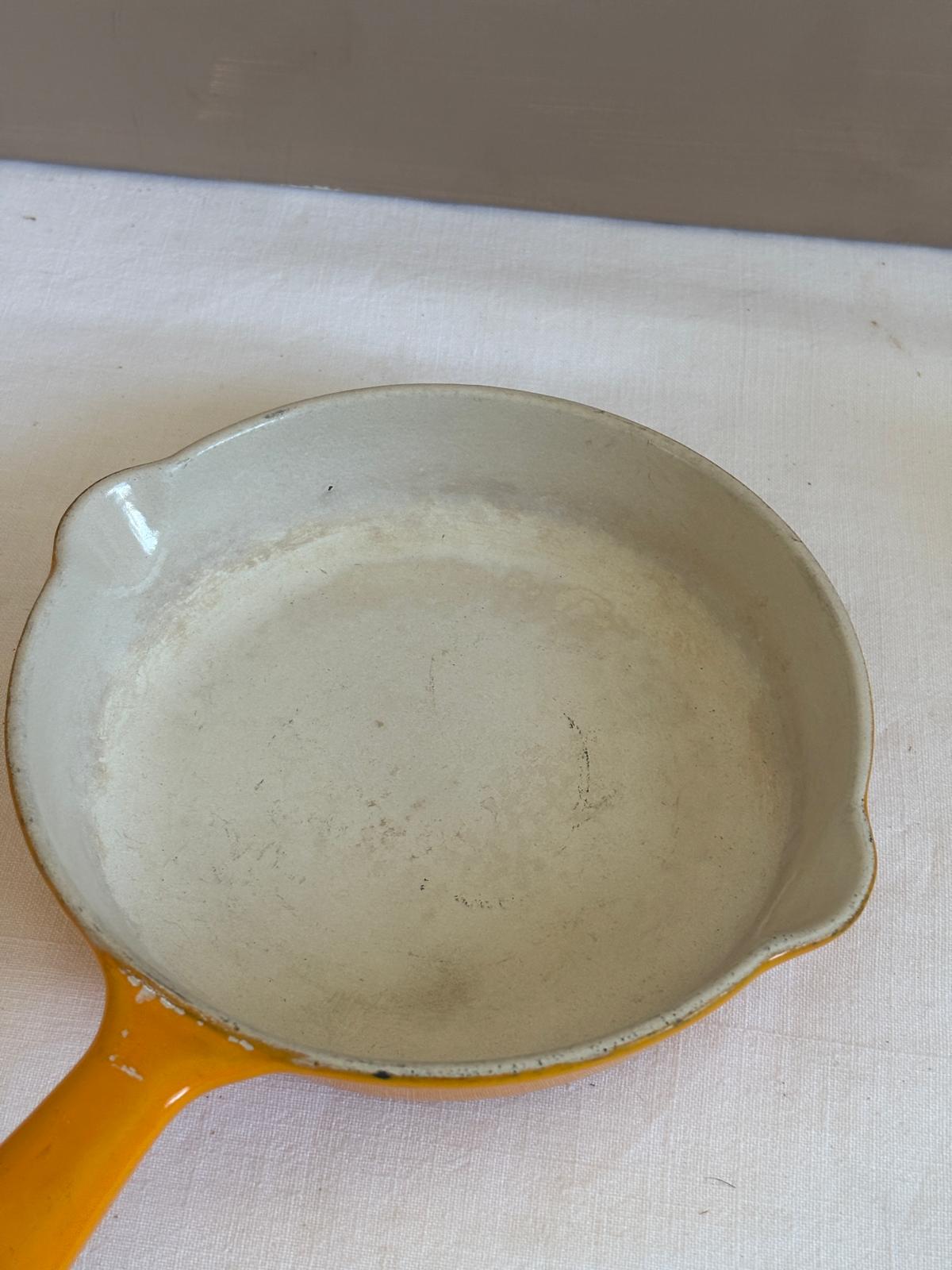 Vintage Le Creuset No. 16 Cast Iron Skillet,  Orange Flame Enamel Pan, Made in France - Collector & Curator