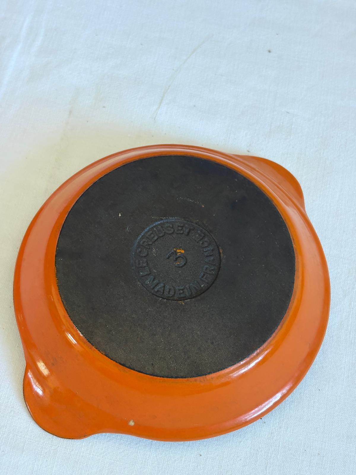 \Vintage Le Creuset Orange Cast Iron Gratin Dish, No. 5 Flame Enamel French Serving Pan, Made in France - Collector & Curator