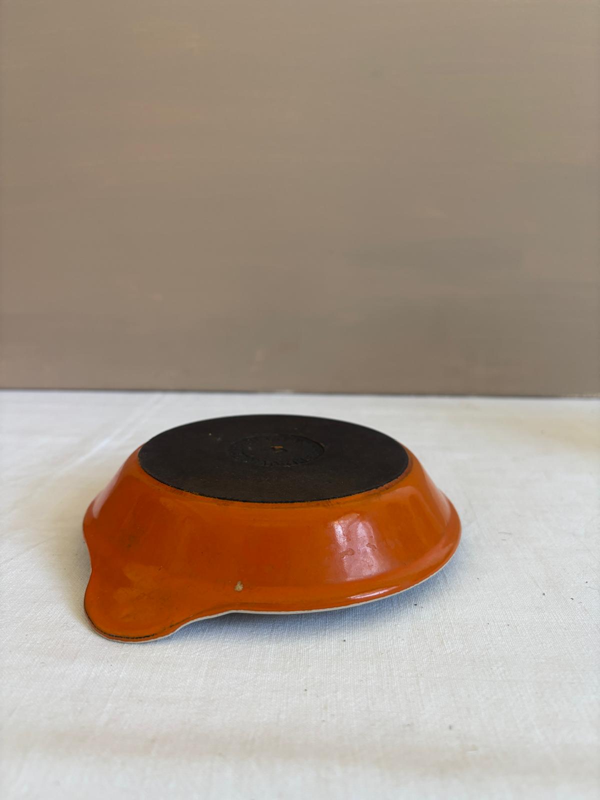\Vintage Le Creuset Orange Cast Iron Gratin Dish, No. 5 Flame Enamel French Serving Pan, Made in France - Collector & Curator