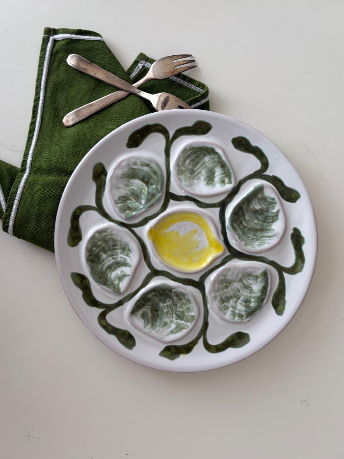 Pornic French Majolica Oyster Plate