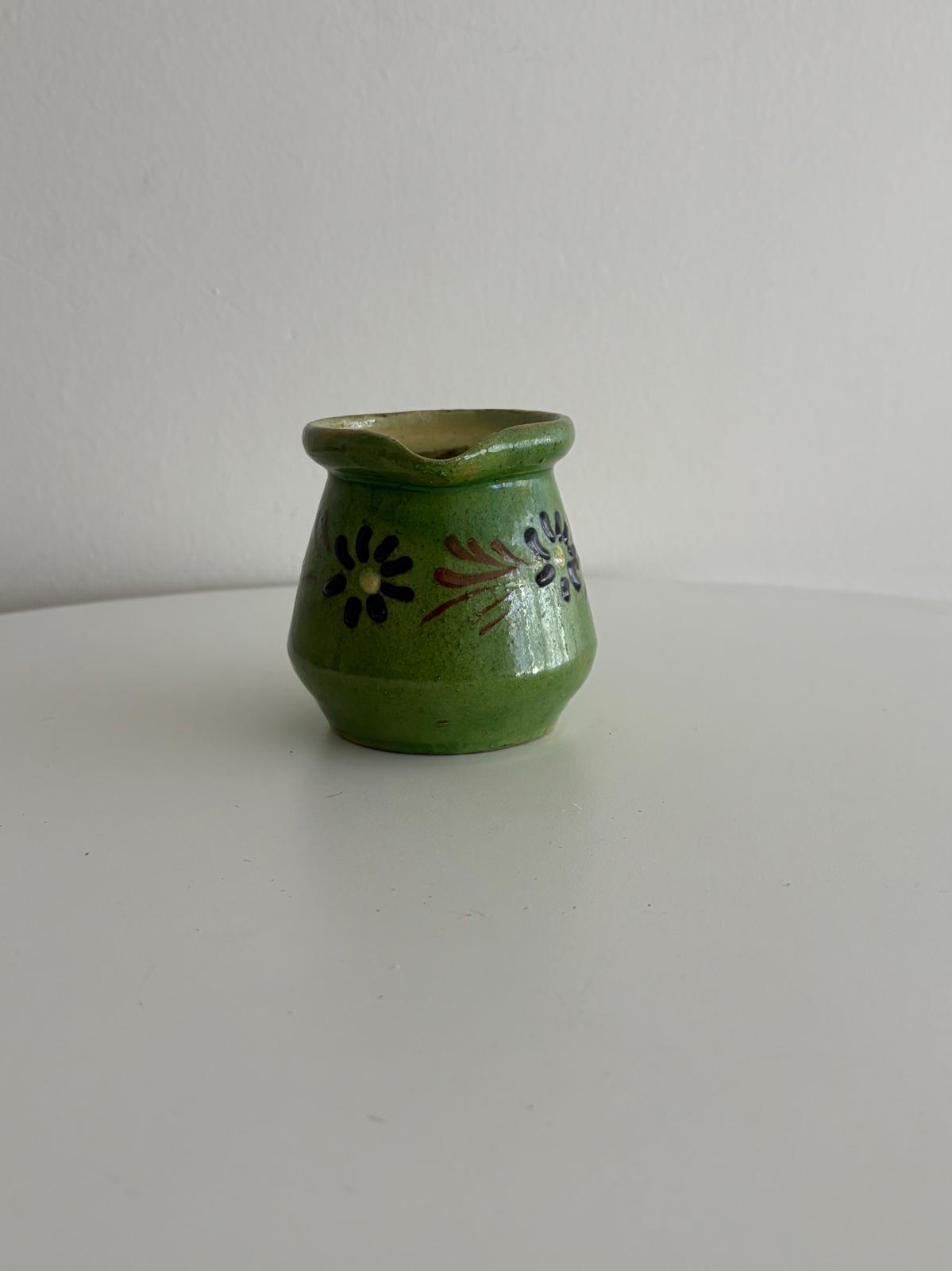 Early 20th C French Green  Glazed Earthenware Creamer - Collector & Curator