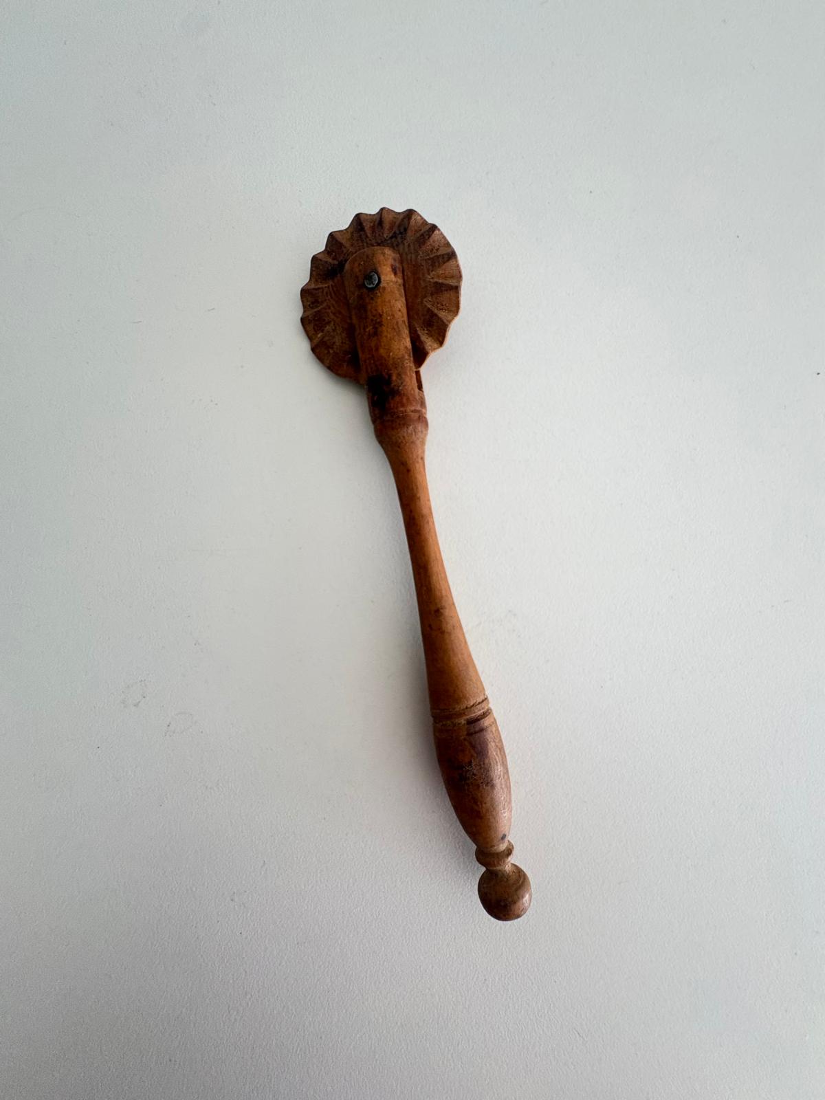 Antique Wooden Pastry Crimper Wheel "A" - Collector & Curator