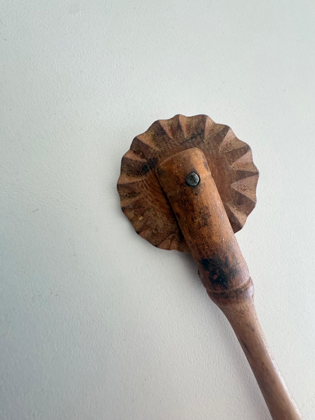 Antique Wooden Pastry Crimper Wheel "A" - Collector & Curator
