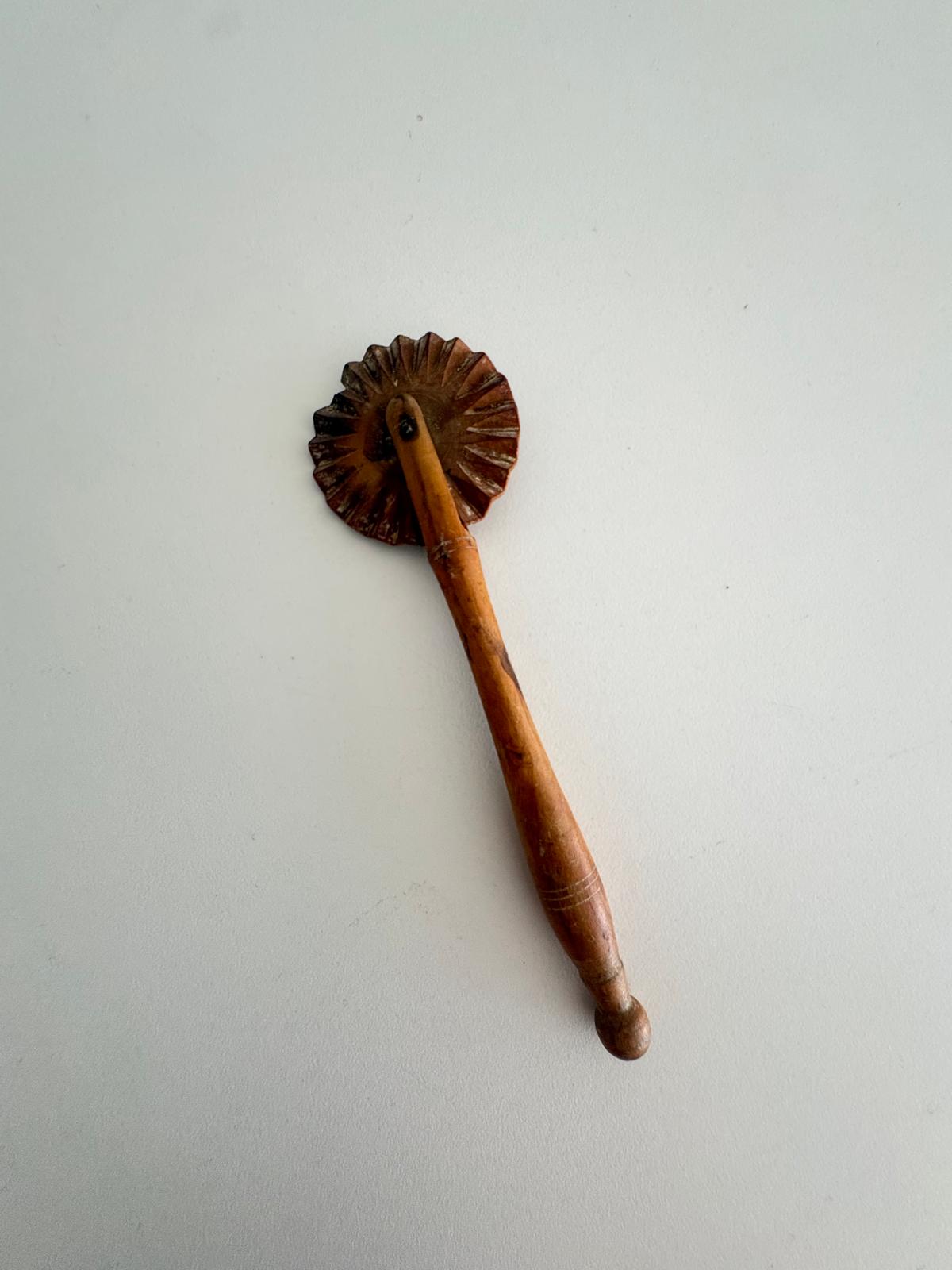Antique Wooden Pastry Crimper Wheel "B" - Collector & Curator