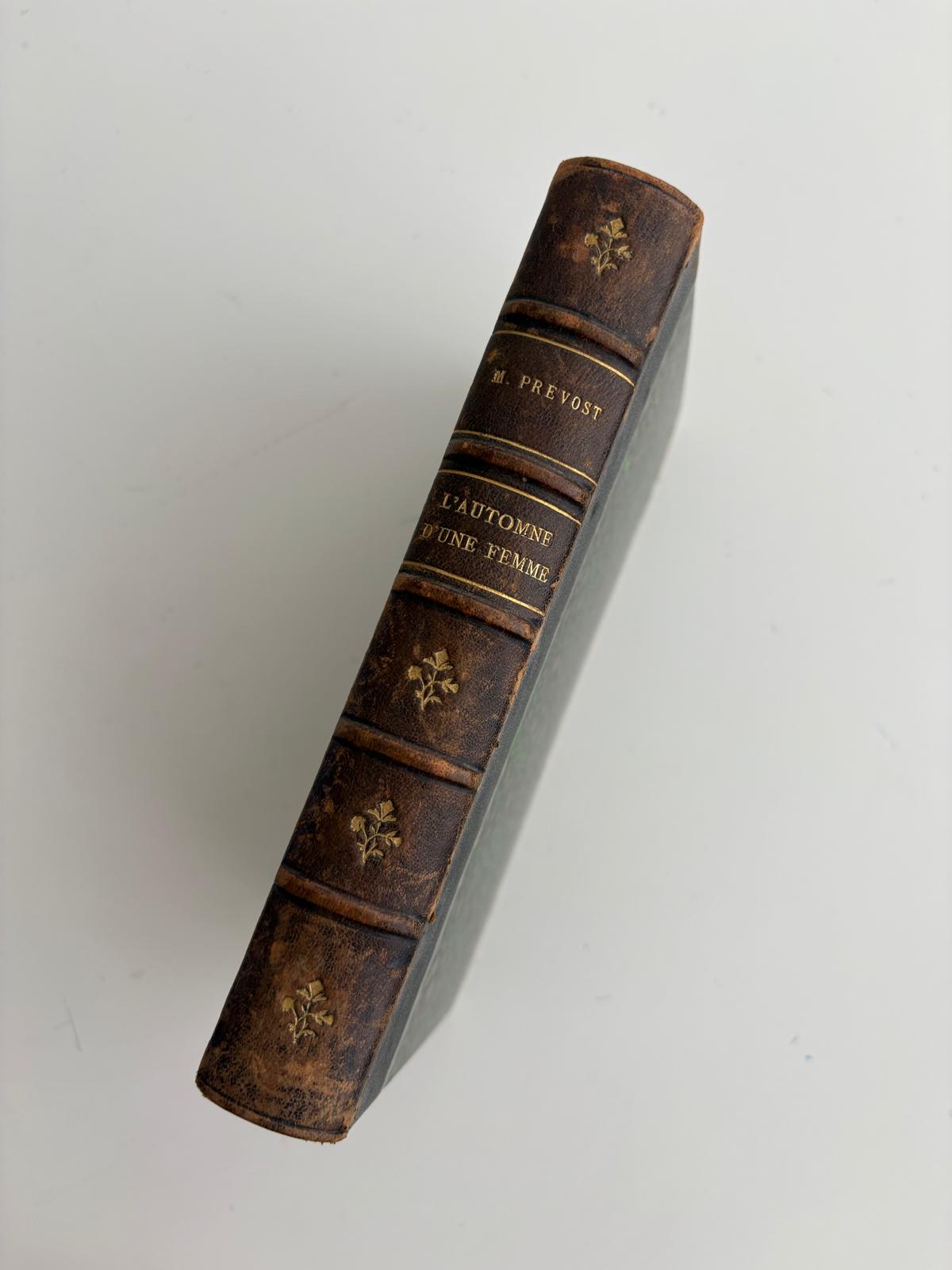 Antique French Book L'Automne d'une Femme, Marcel Prévost, Leather Spine