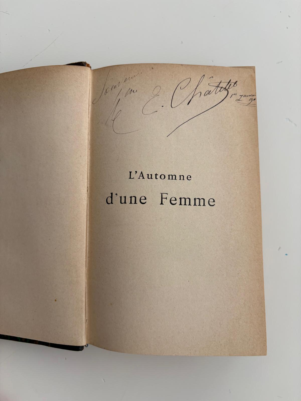 Antique French Book L'Automne d'une Femme, Marcel Prévost, Leather Spine